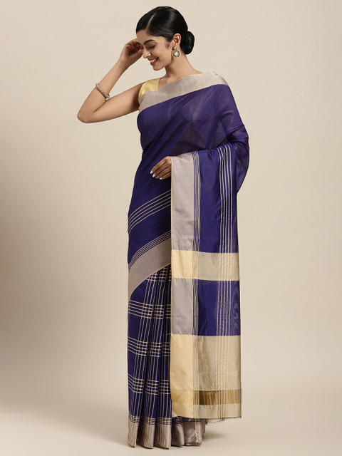 

Rajesh Silk Mills Blue Checked Silk Cotton Saree