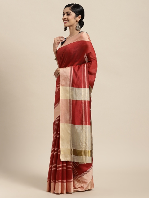 

Rajesh Silk Mills Red Striped Silk Cotton Saree