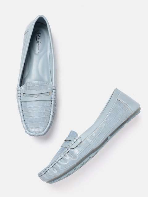 

Mast & Harbour Women Blue Croc Textured Penny Loafers