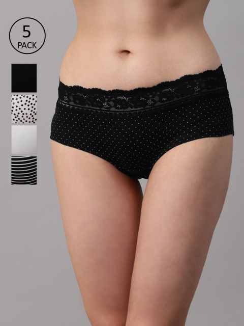 

Marks & Spencer Women Pack of 5 Printed Hipster Briefs, Black