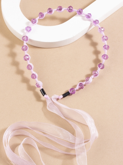 

AccessHer Women Purple Beaded Hairband With Lace