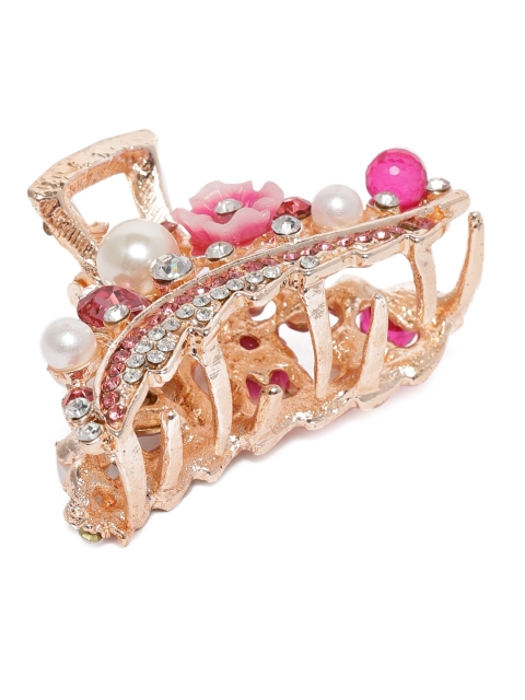 

AccessHer Rose Gold Pink & White Embellished Claw Clip