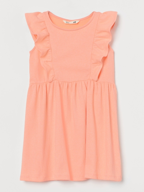 

H&M Girls Pink Solid Flounce-Trimmed Jersey Dress