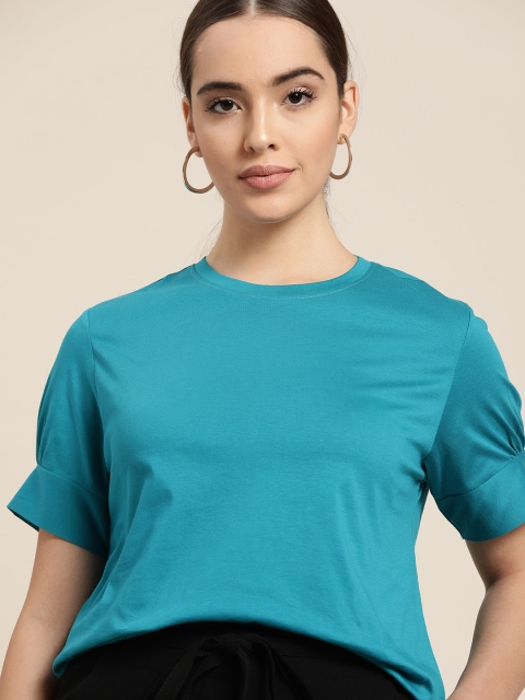 

her by invictus Teal Blue Solid Regular Top