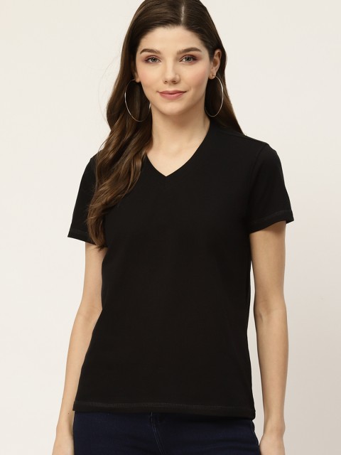 

Invictus Indoor Women Black Solid V-Neck T-shirt