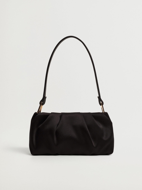 

MANGO Women Black Solid Shoulder Bag with Pleated Detail