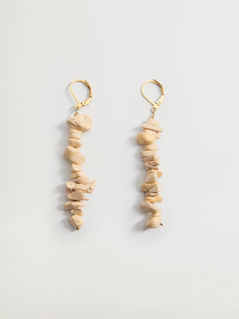 

MANGO Beige Beaded Contemporary Drop Earrings