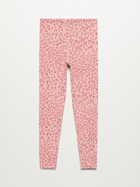 

Mango Kids Girls Pink Leopard Print Ankle Length Leggings