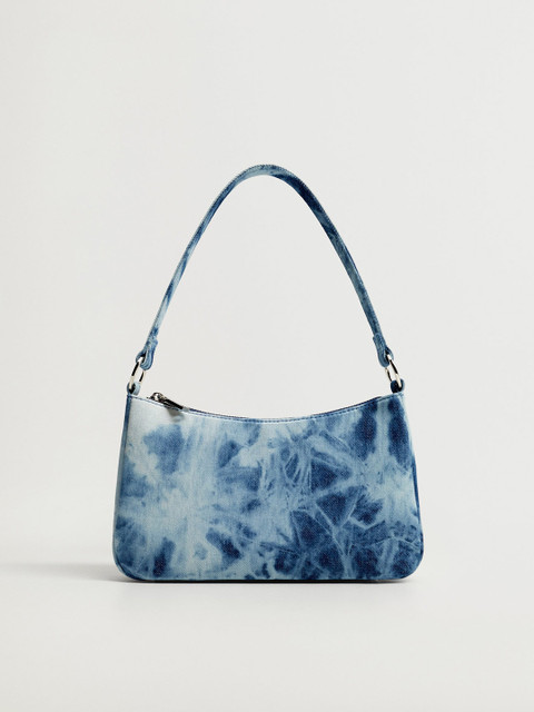 

MANGO Blue Tie-Dye Denim Sustainable Small Shoulder Bag