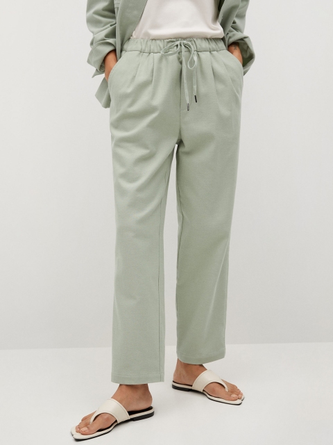 

MANGO Women Sustainable Green Pure Cotton Trousers