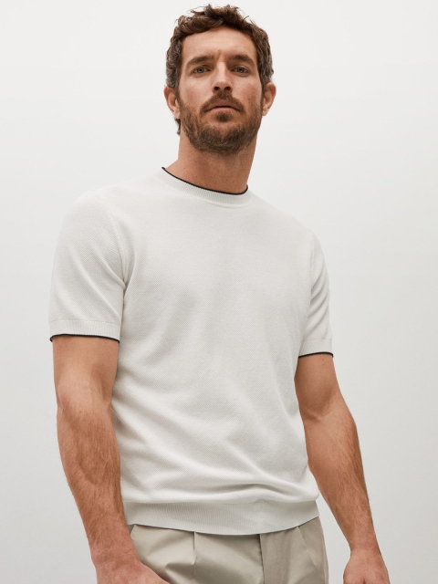 

MANGO MAN White Sustainable Modal Solid Round Neck T-shirt