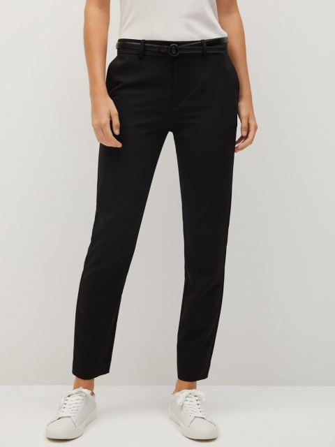 

MANGO Women Black Solid Recycled Polyester Smart Casual Trousers