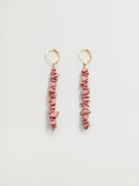 

MANGO Peach-Coloured Beaded Contemporary Drop Earrings