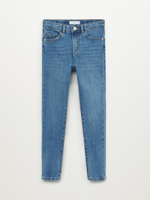 

Mango Kids Girls Blue Skinny Fit Mid-Rise Clean Look Stretchable Sustainable Jeans