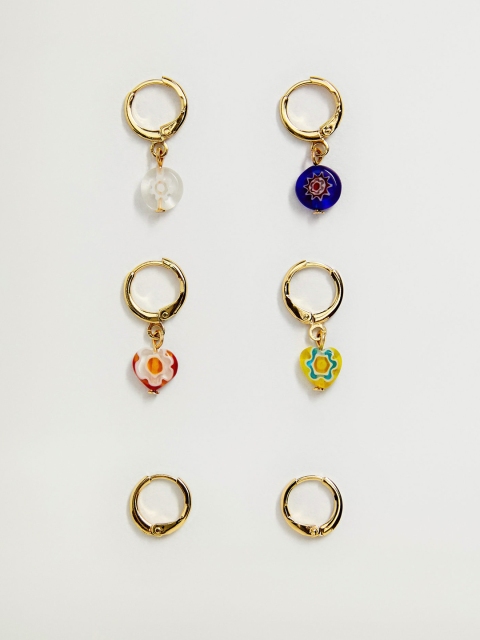 

MANGO women Set of 3 Mismatch Huggie Hoop Earrings, Gold