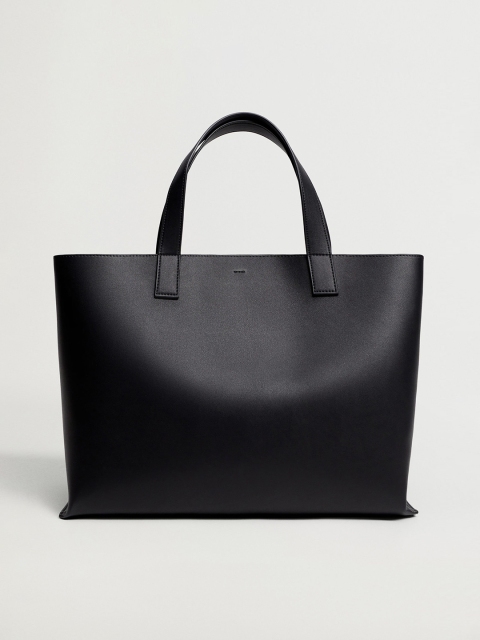 

MANGO Black Solid Oversized Tote Bag
