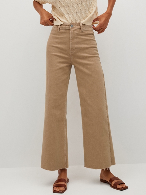 

MANGO Women Sustainable Beige Culotte Fit Eco-Wash High-Rise Clean Look Stretchable Jeans
