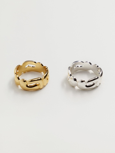 

MANGO Women Set of 2 Non-Adjustable Finger Rings, Gold