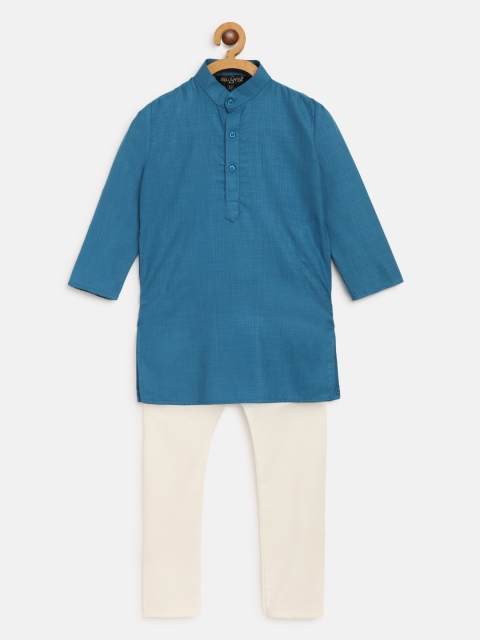 

SOJANYA Boys Blue Solid Straight Kurta with Pyjamas