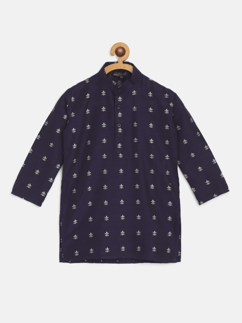 

SOJANYA Boys Navy Blue & Grey Jacquard Woven Design Straight Kurta