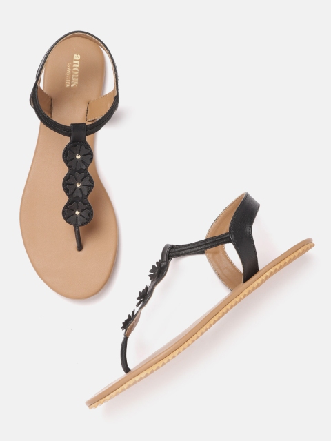 

Anouk Women Black Applique Detail T-Strap Flats