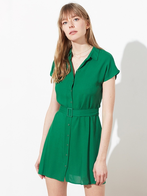 

TRENDYOL COLLECTION Women Green Solid Shirt Dress