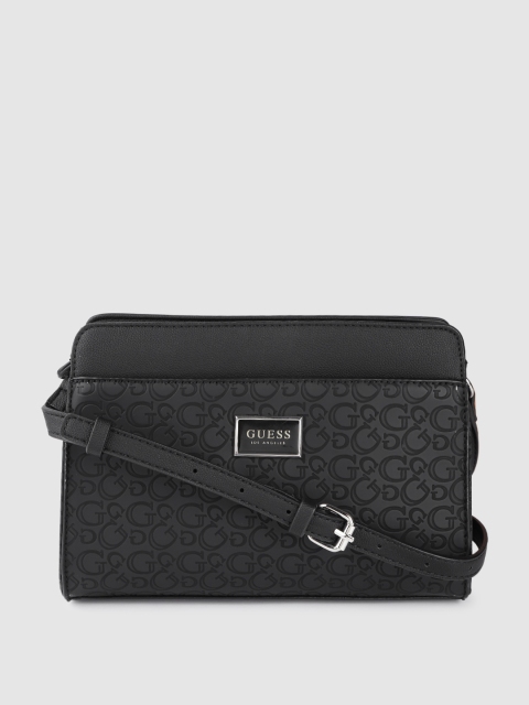 

GUESS Black Brand Logo Textured Sling Bag