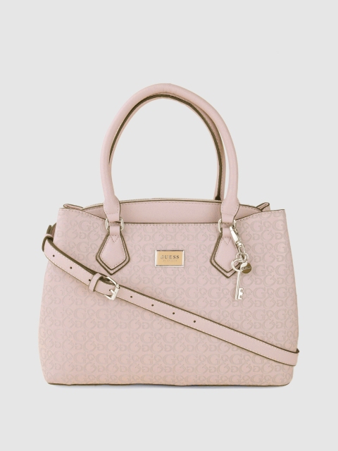 

GUESS Beige Brand Logo Textured Handheld Bag with Detachable Sling Strap