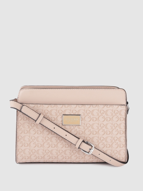 

GUESS Beige Brand Logo Textured Sling Bag