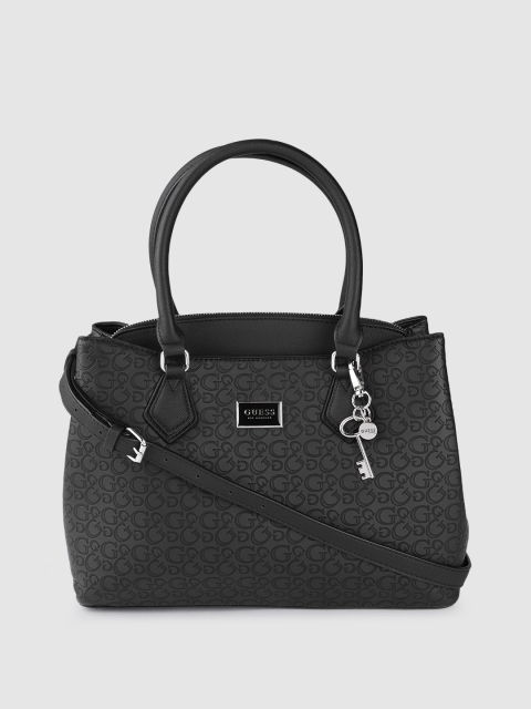 

GUESS Black Brand Logo Textured Handheld Bag