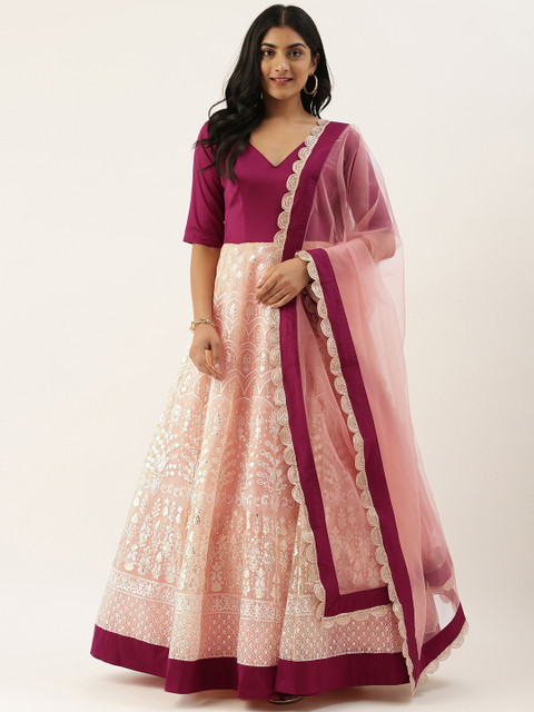 

EthnoVogue Women Pink Printed Made To Measure Kurta Set