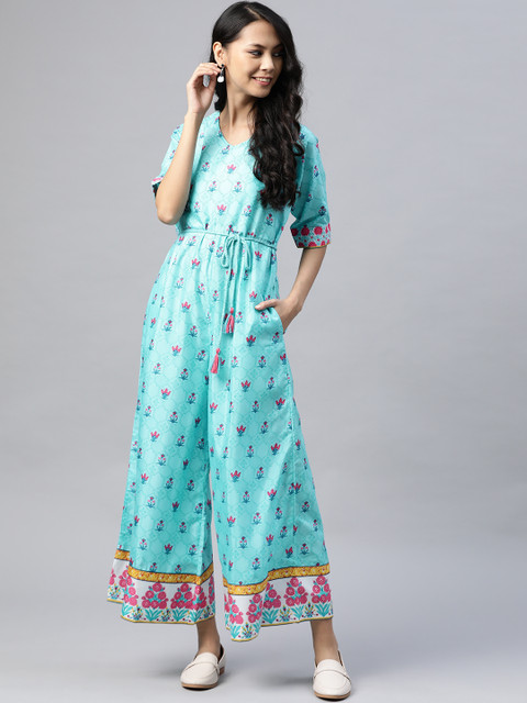 

SILVER STOCK Blue & Pink Printed Basic Jumpsuit