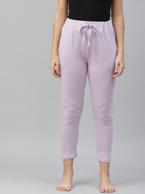 

HERE&NOW Women Lavender Solid Cropped Lounge Pants