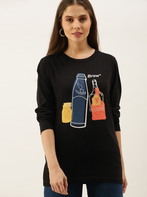 

Moda Rapido Women Black & Blue Printed T-shirt