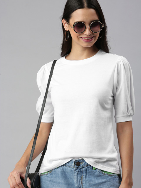 

HERE&NOW White Puff Sleeve Regular Top