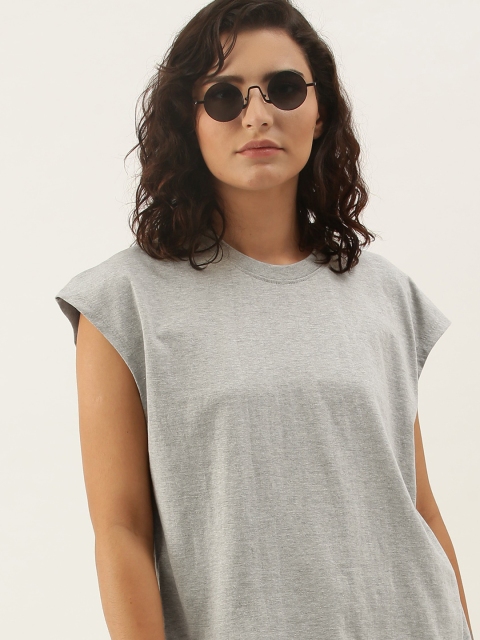 

Moda Rapido Women Grey Melange T-shirt