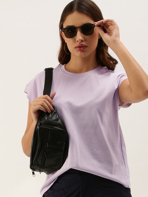 

Moda Rapido Women Lavender Pure Cotton T-shirt