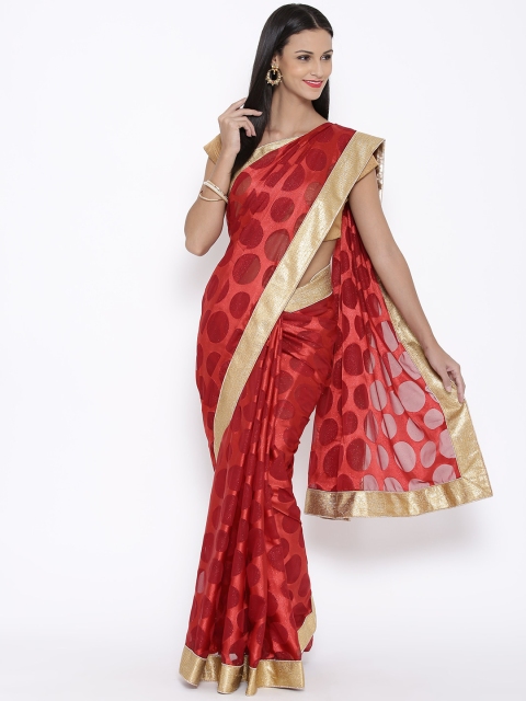 

Jashn Red Brasso Shimmer Embellished Saree