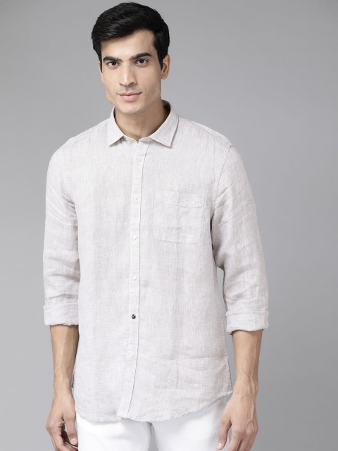 

Blackberrys Men Grey Linen Slim Fit Casual Shirt