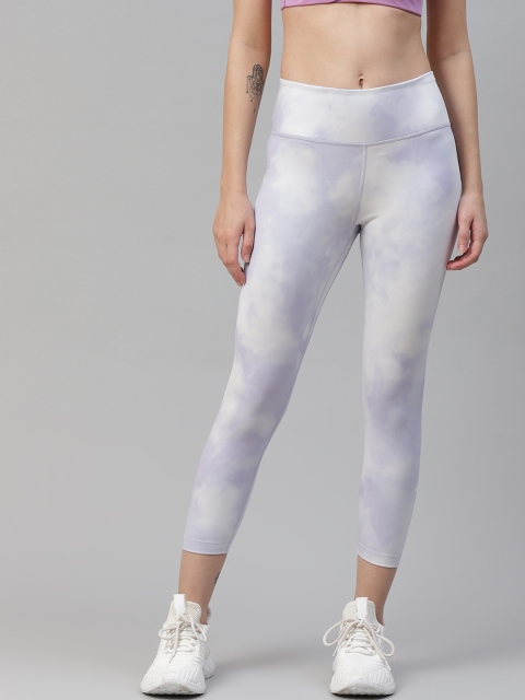 

Nike Women White & Lavender Printed One Icon Clash Mid-Rise Crop Leggings