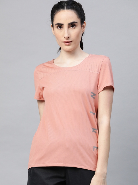 

Nike Women Peach-Colored Dri-FIT Running T-shirt