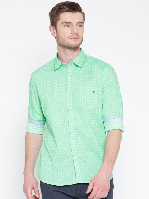 

Numero Uno Green Printed Slim Fit Casual Shirt