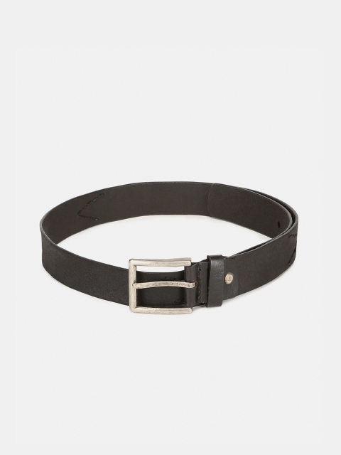 

Flying Machine Men Black Solid Leather Belt