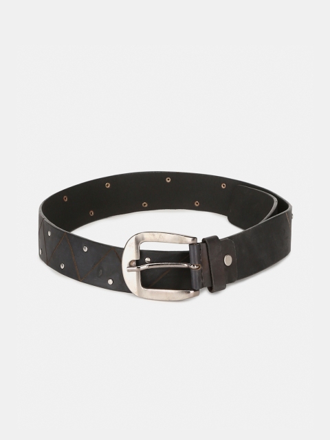 

Flying Machine Men Black Embellished Leather Belt