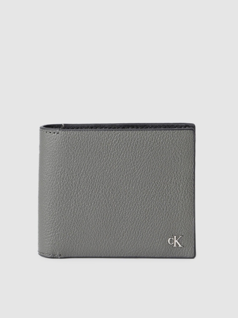 

Calvin Klein Men Grey BILLFOLD Textured Two Fold Leather Wallet