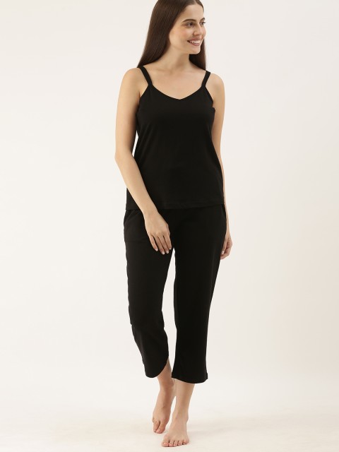 

ETC Women Black Solid Night Suit