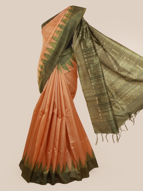 

Pothys Peach-Coloured Solid Jute Silk Saree