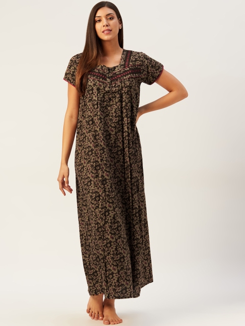 

Sweet Dreams Brown & Beige Floral Print Maxi Nightdress