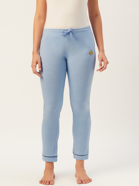 

Sweet Dreams Women Blue Solid Knitted Pure Cotton Lounge Pants