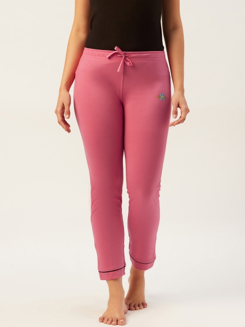 

Sweet Dreams Women Pink Solid Knitted Pure Cotton Lounge Pants